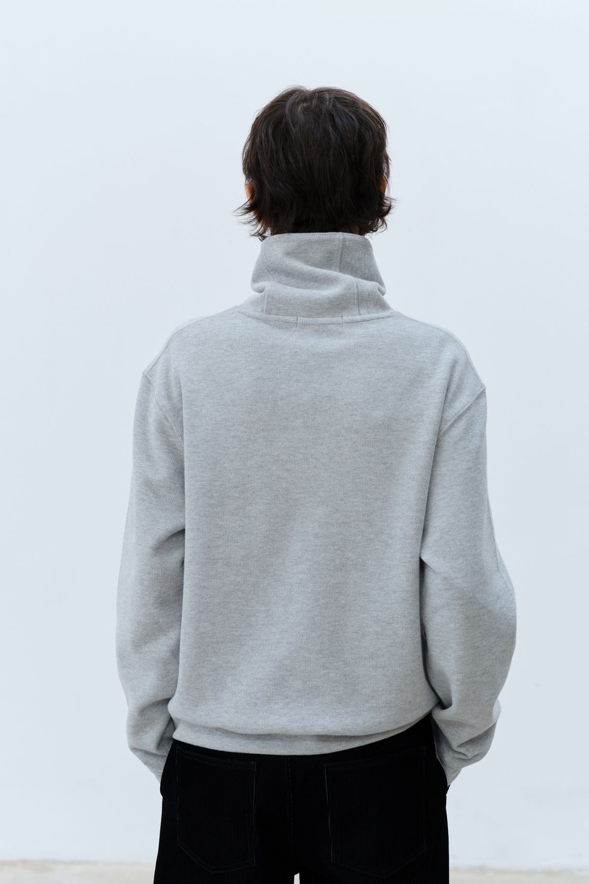 콥키노(KOBKINO) SHAWL COLLAR SWEATSHIRT (MELANGE GREY)