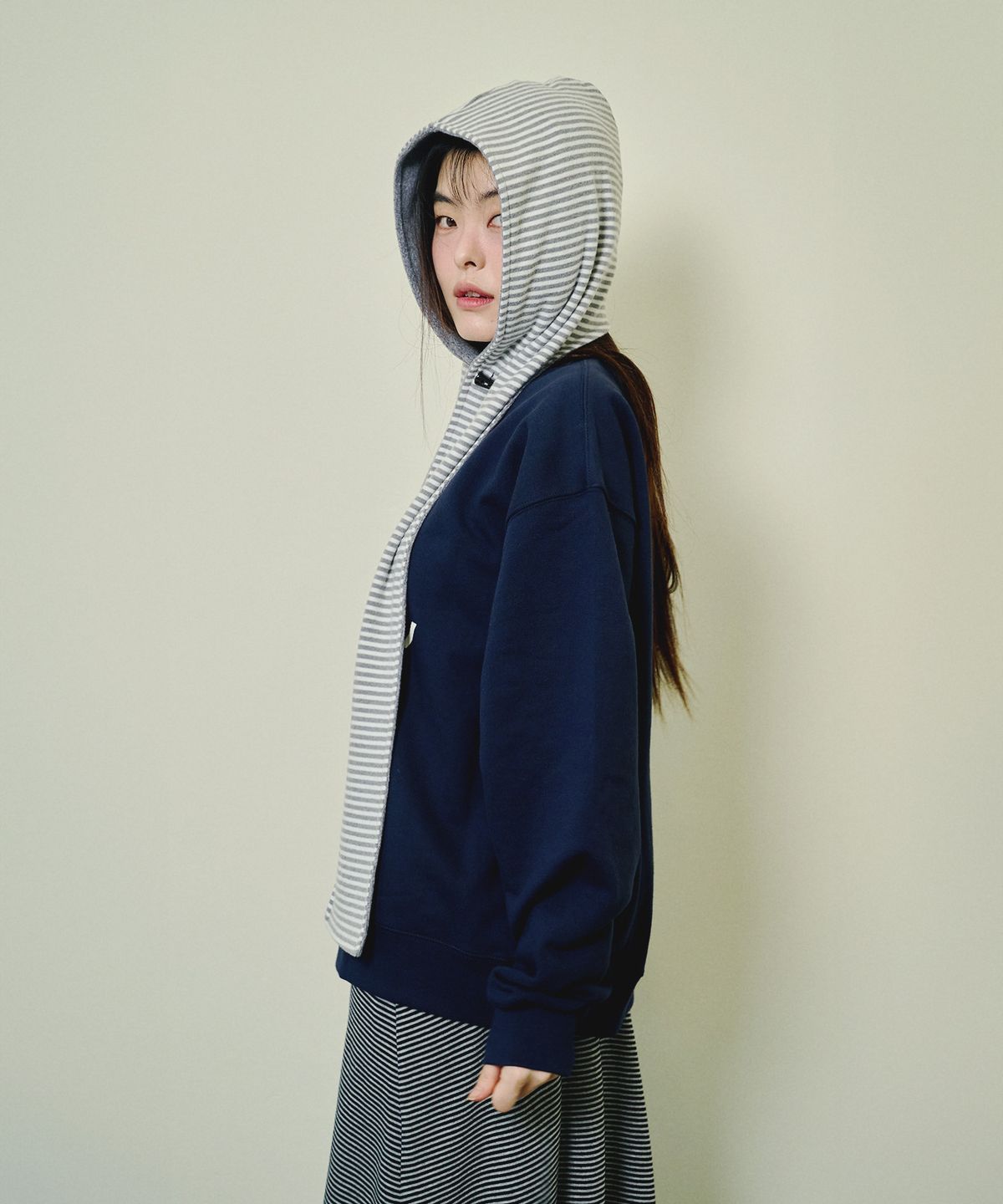 미헤브(MIHEV) 리버시블 토글 버튼 후드 머플러 멜란지