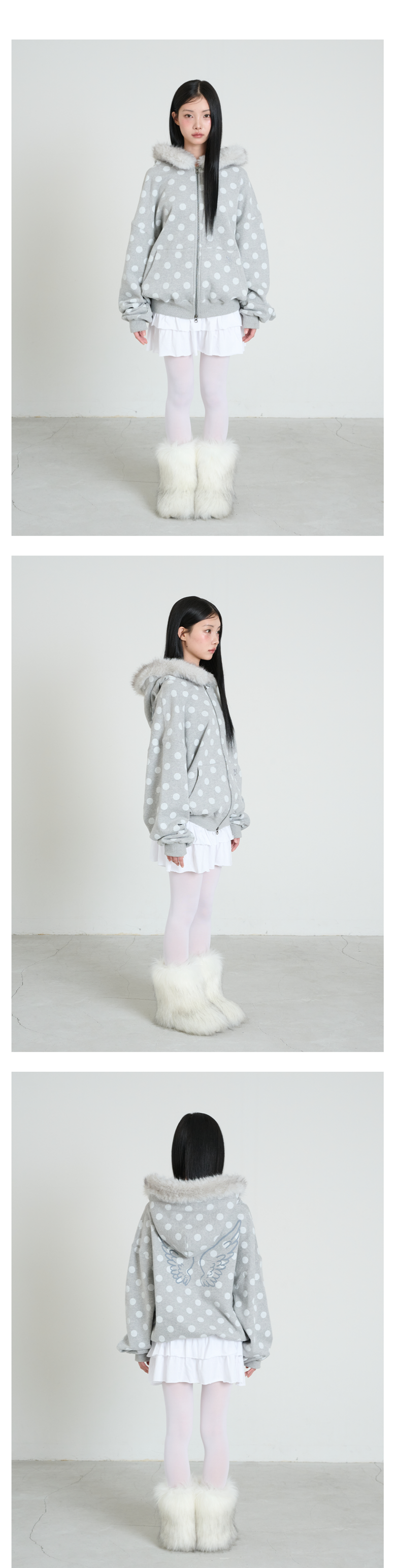 MUSINSA | ITZAVIBE DOT WINGS FUR HOODIE ZIP-UP