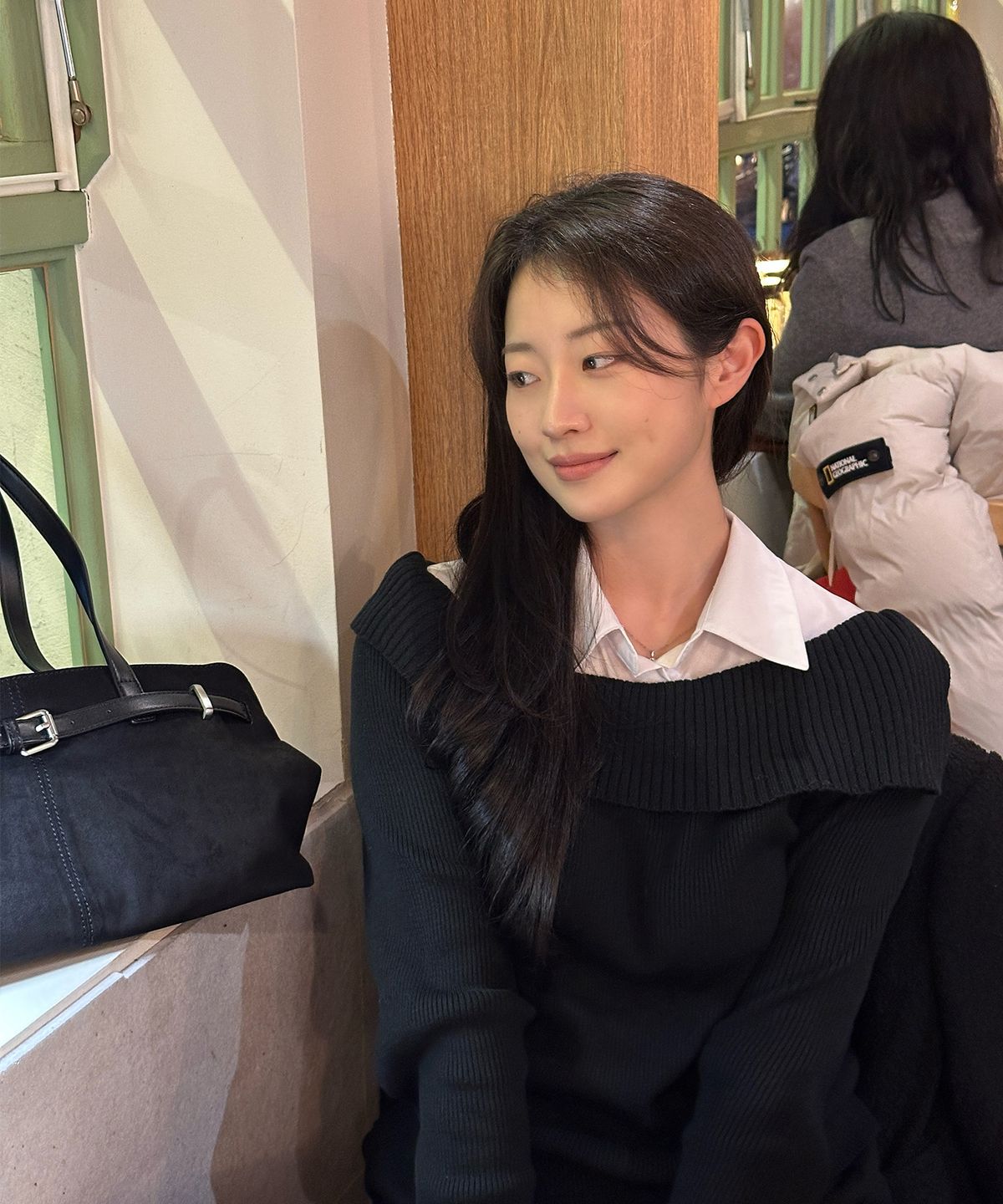 미쏘(MIXXO) 오프숄더 셔츠카라 풀오버_MIWKAG90QT