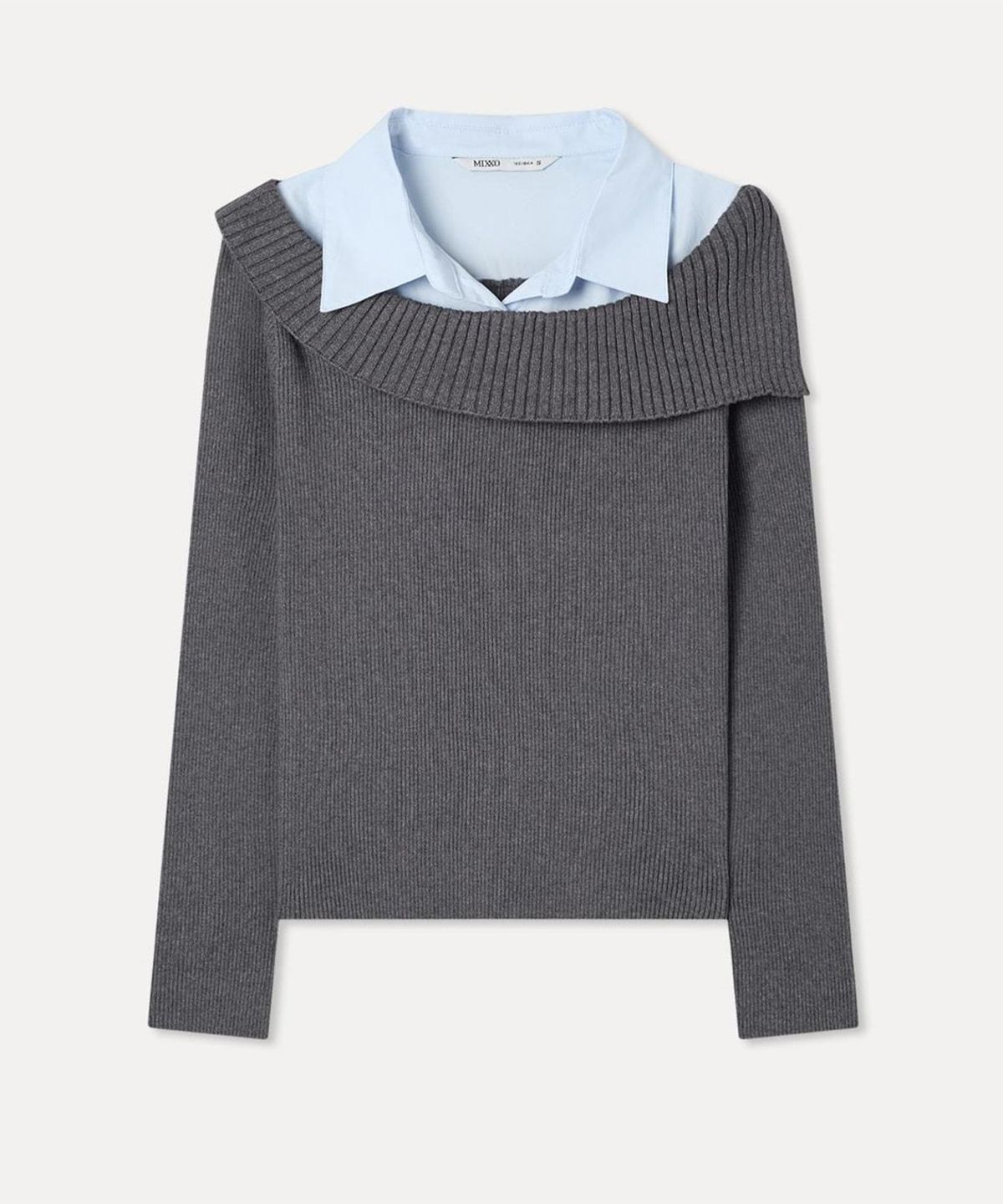 미쏘(MIXXO) 오프숄더 셔츠카라 풀오버_MIWKAG90QT