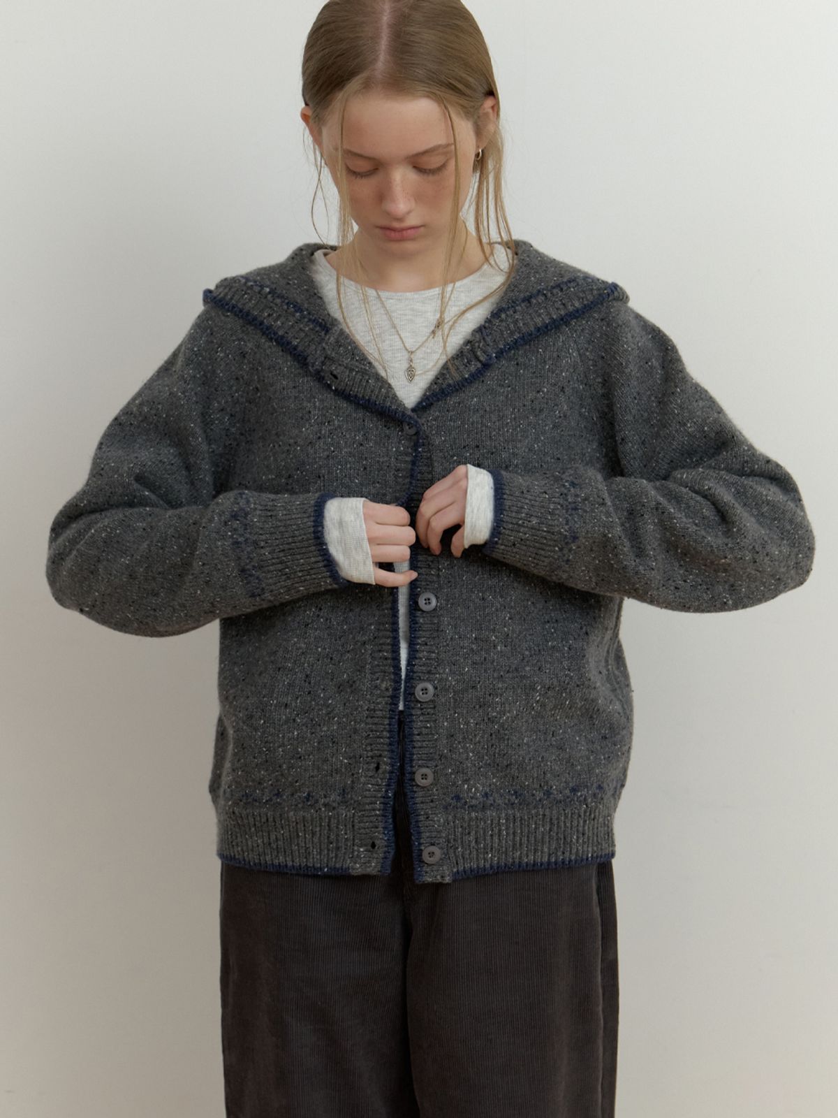 더미튼(THEMITTEN) Neive hoodie knit (charcoal)