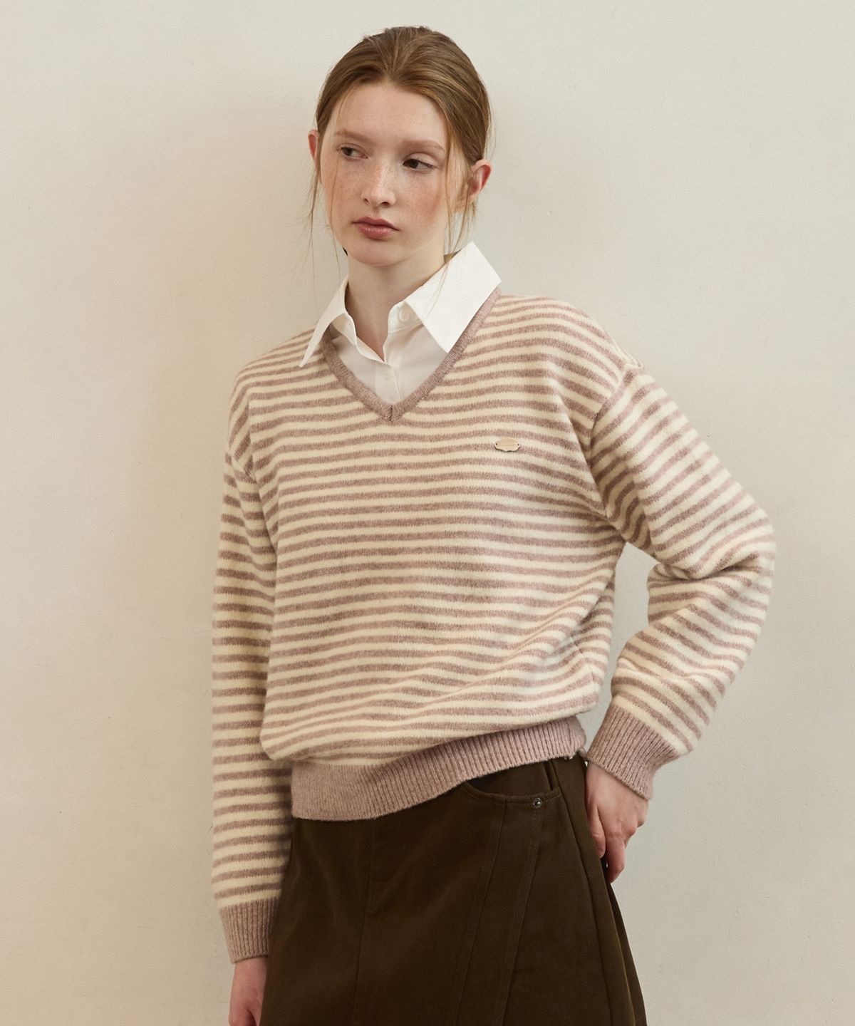 어다울(ADAUL) Warm touch stripe v neck knit - 6color