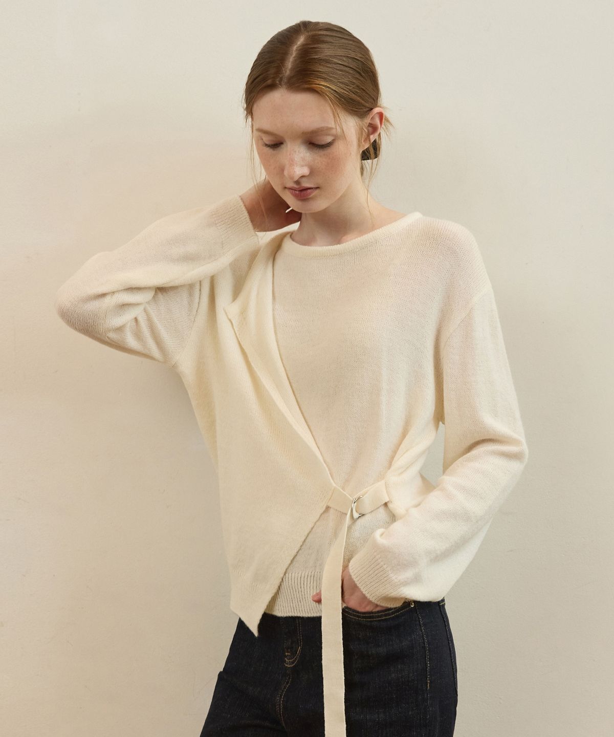 어다울(ADAUL) Bouckle lap modern knit - ivory