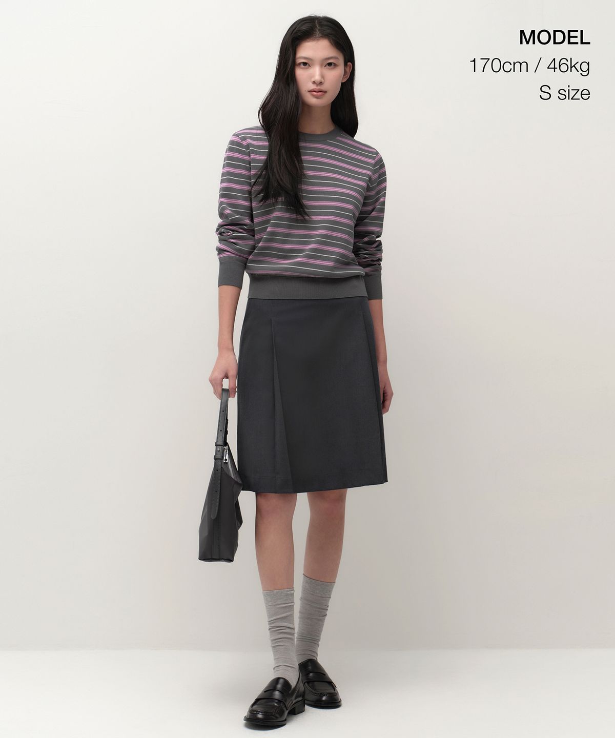 무신사 스탠다드 우먼(MUSINSA STANDARD WOMAN) 우먼즈 멀티 스트라이프 크루 넥 니트 [그레이]