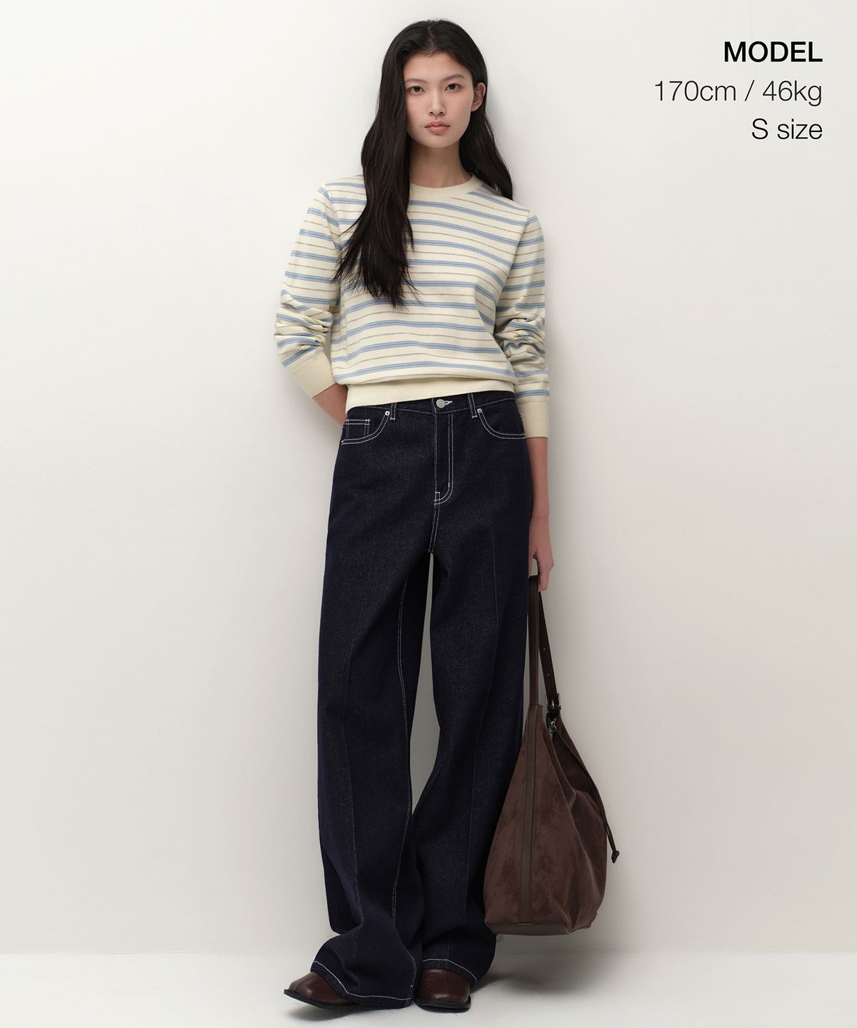 무신사 스탠다드 우먼(MUSINSA STANDARD WOMAN) 우먼즈 멀티 스트라이프 크루 넥 니트 [크림]