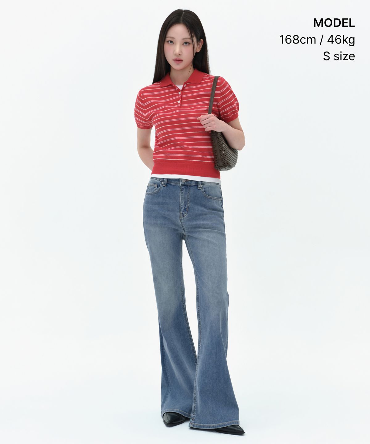 무신사 스탠다드 우먼(MUSINSA STANDARD WOMAN) 우먼즈 멀티 스트라이프 니티드 폴로 셔츠 [레드]