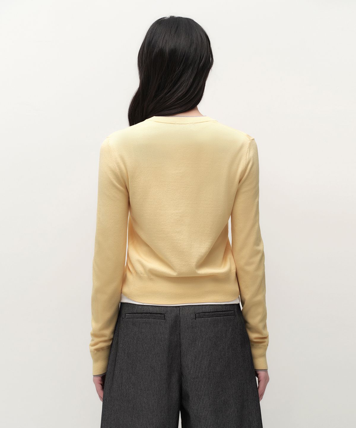 무신사 스탠다드 우먼(MUSINSA STANDARD WOMAN) 우먼즈 레이어드 라운드 넥 가디건 [페일 옐로우]