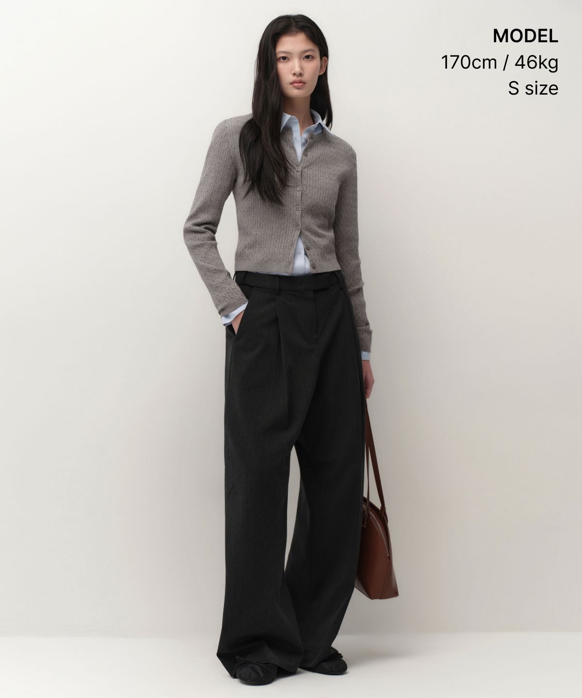 무신사 스탠다드 우먼(MUSINSA STANDARD WOMAN) 우먼즈 케이블 라운드 넥 가디건 [미디엄 그레이]