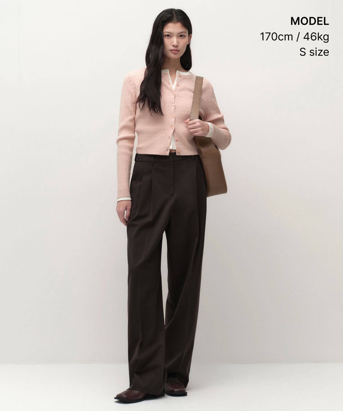 무신사 스탠다드 우먼(MUSINSA STANDARD WOMAN) 우먼즈 케이블 라운드 넥 가디건 [라이트 핑크]