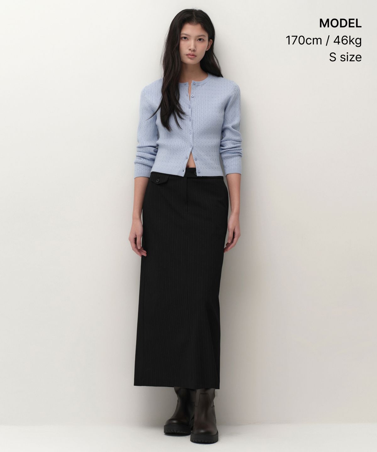 무신사 스탠다드 우먼(MUSINSA STANDARD WOMAN) 우먼즈 케이블 라운드 넥 가디건 [스카이 블루]