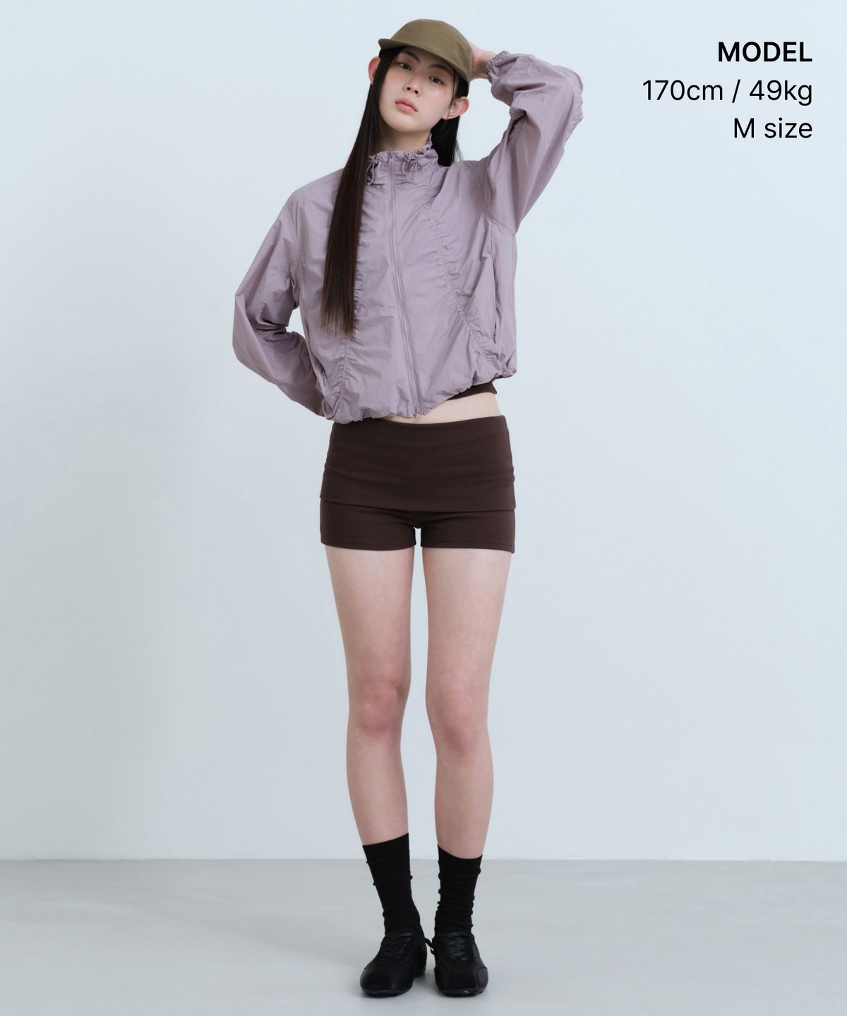 무신사 스탠다드 우먼(MUSINSA STANDARD WOMAN) 우먼즈 셔링 하이 넥 윈드브레이커 재킷 [퍼플 그레이]