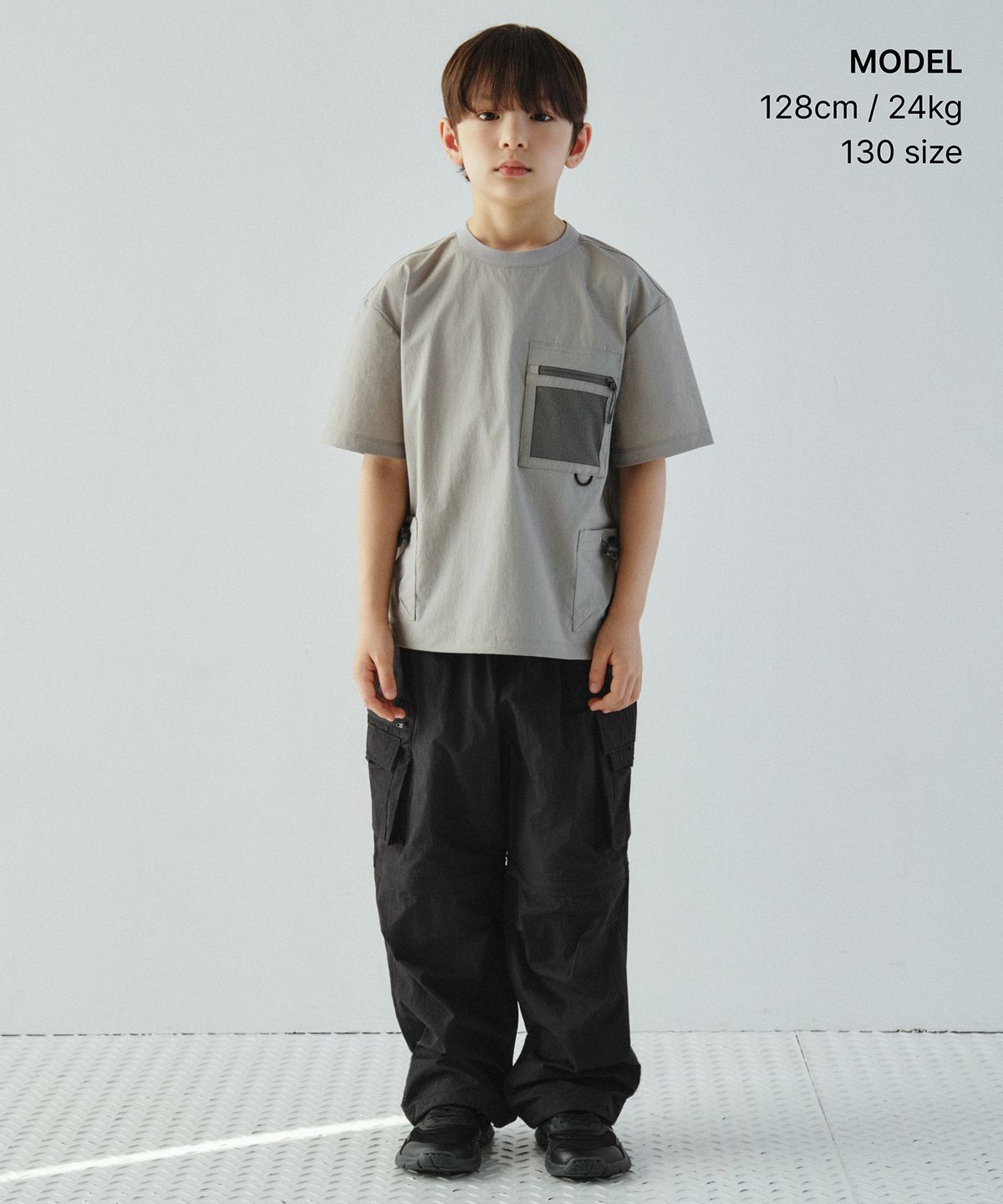 무신사 스탠다드 키즈(MUSINSA STANDARD KIDS) [시티 레저] 와이드 벨티드 디태처블 카고 팬츠 [블랙]