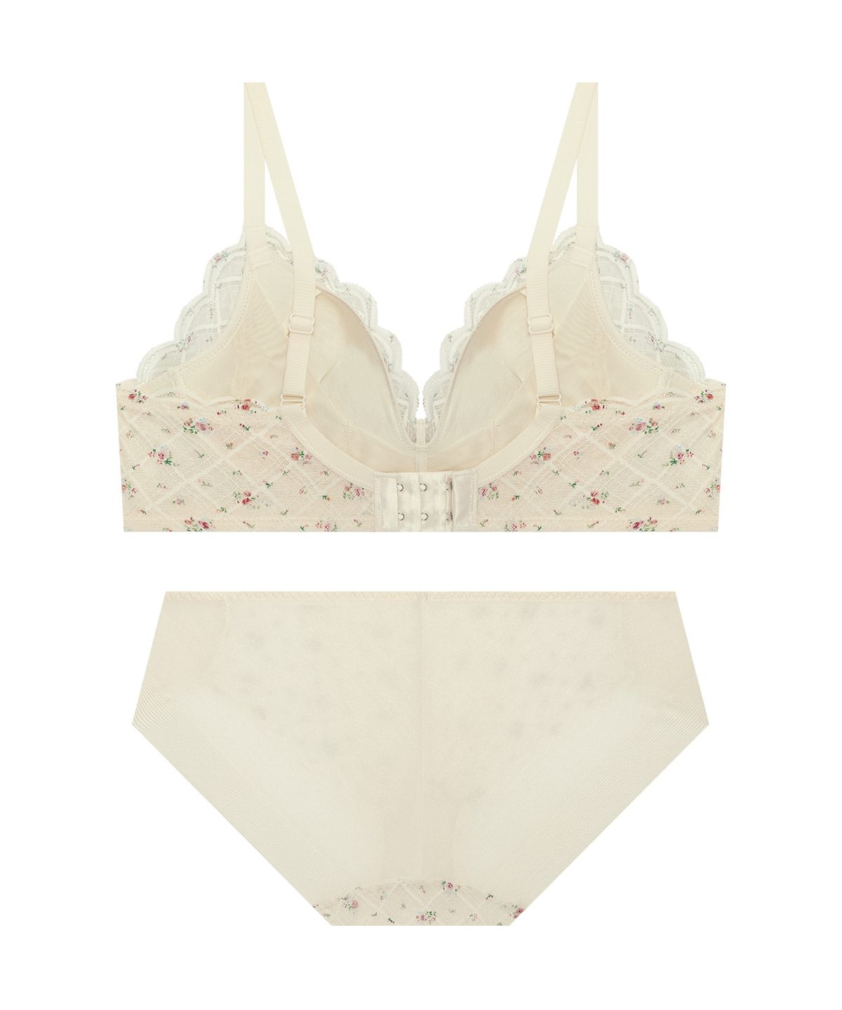 엘르이너웨어(ELLE INNERWEAR) 러블리 플로럴 에어 푸쉬 노와이어 브라렛 팬티 세트