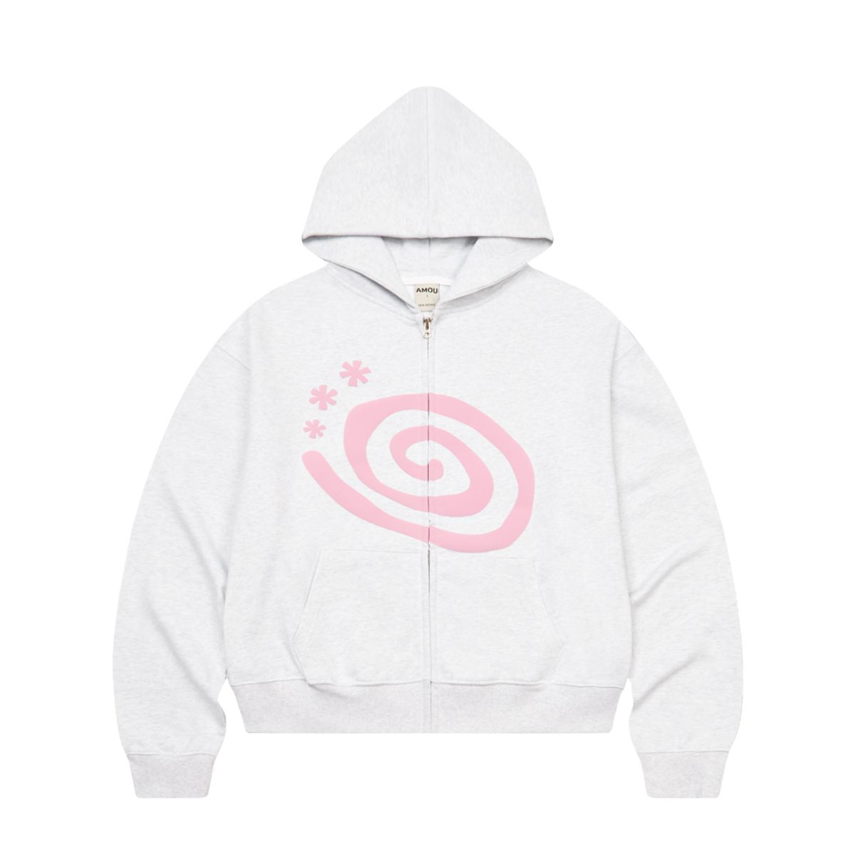 아모우(AMOU) Molly Hoodie Zip-Up WHITE MELANGE