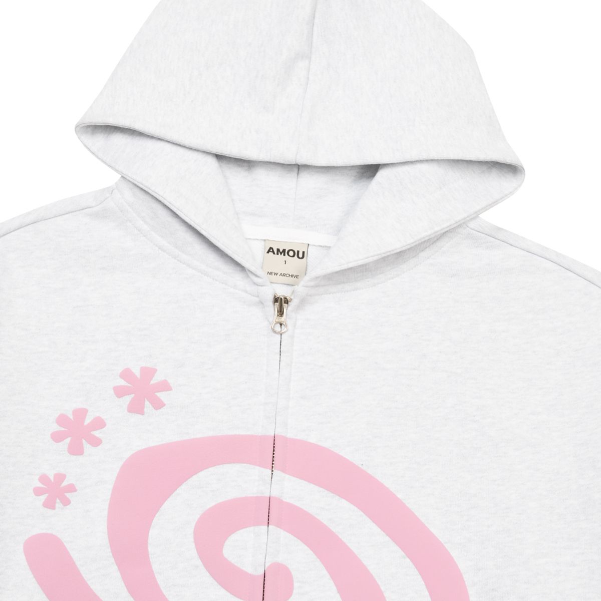 아모우(AMOU) Molly Hoodie Zip-Up WHITE MELANGE
