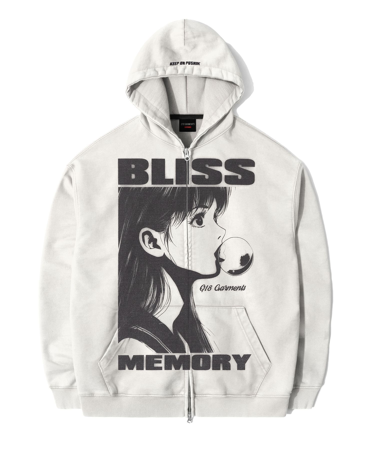 MUSINSA公式 | QT8 GARMENTS RG Bliss Washed Zip-up hoodie (Ecru)