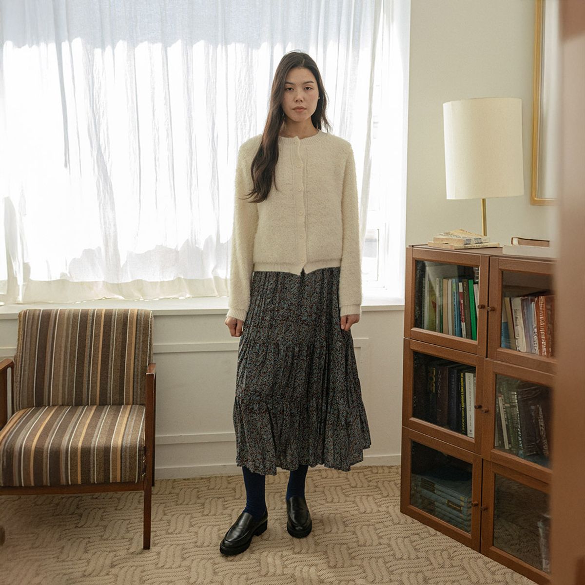 랭썬(LANGSON) LS_Peacock pleated skirt_BROWN