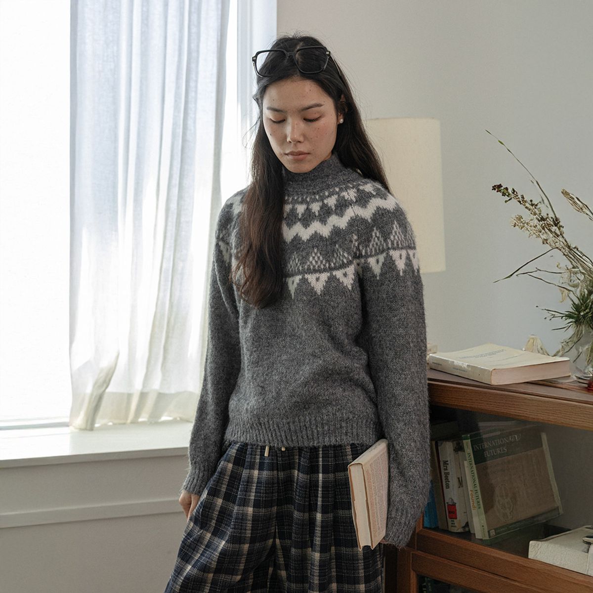 랭썬(LANGSON) LS_Diamond pattern pullover knit top_2color