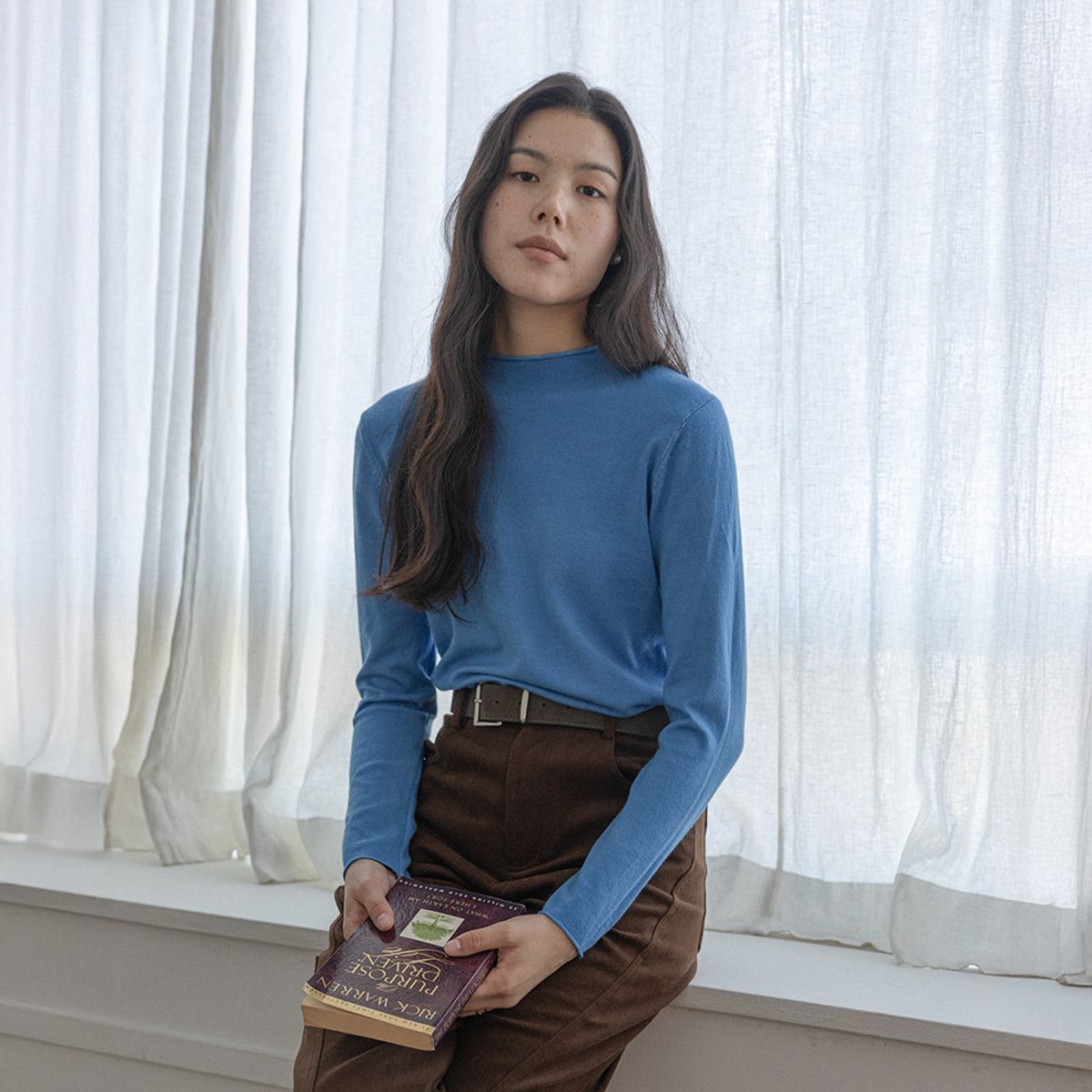 랭썬(LANGSON) LS_Crew neck lightweight knit top_4color