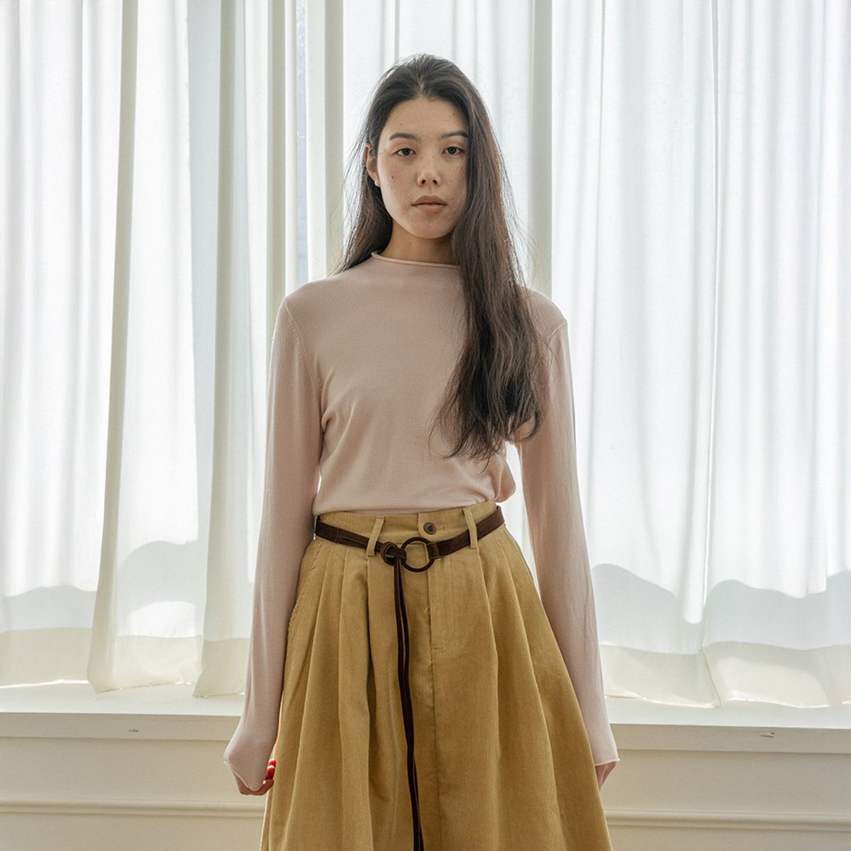 랭썬(LANGSON) LS_Crew neck lightweight knit top_4color