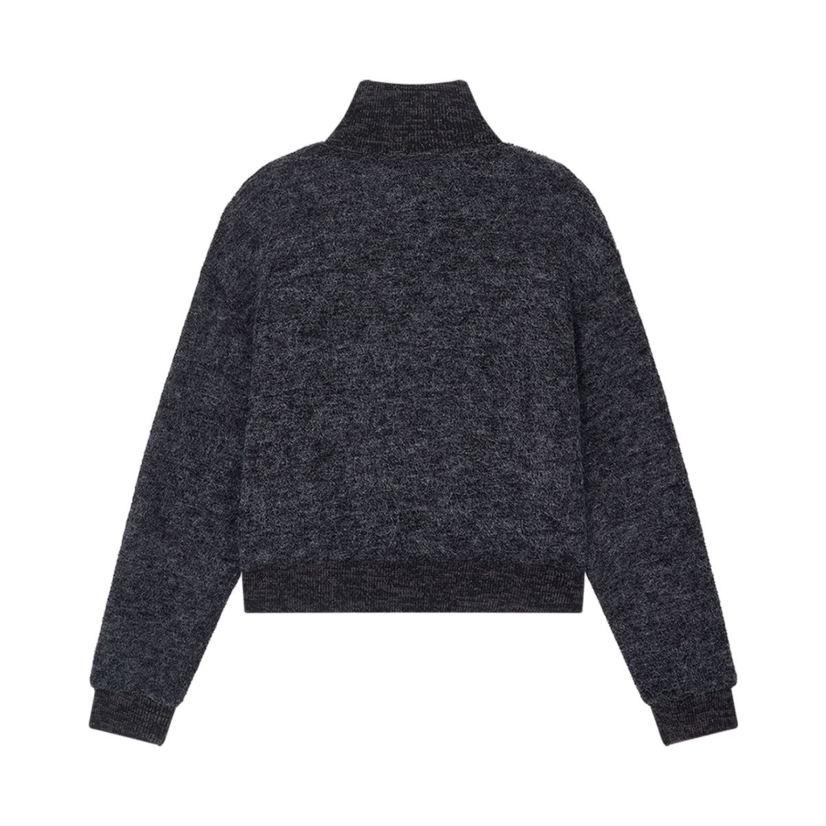 솜속(SOMSOC) SYMBOL HAIRY KNIT ZIP-UP_CHARCOAL