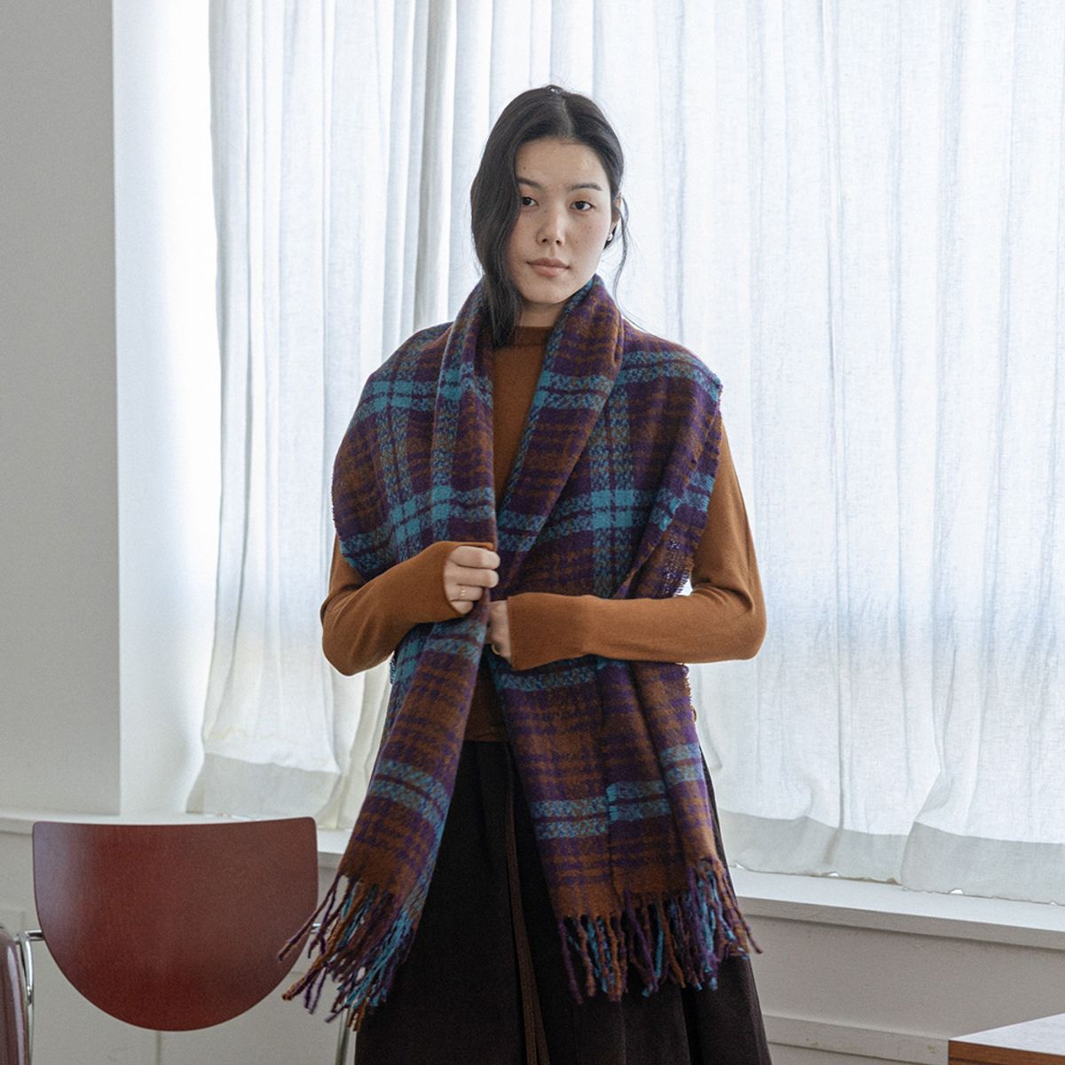 랭썬(LANGSON) LS_Colorblock plaid muffler_4color