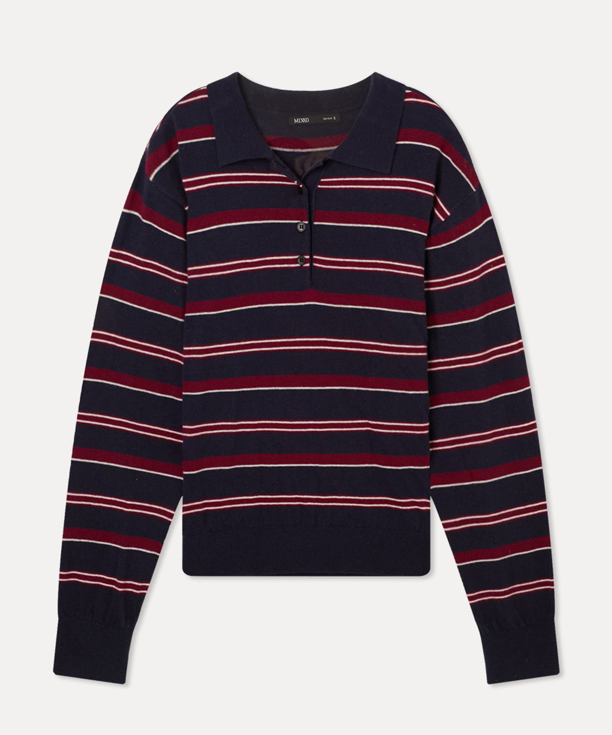 미쏘(MIXXO) 카라넥 스트라이프 니트_MIWKAG912T