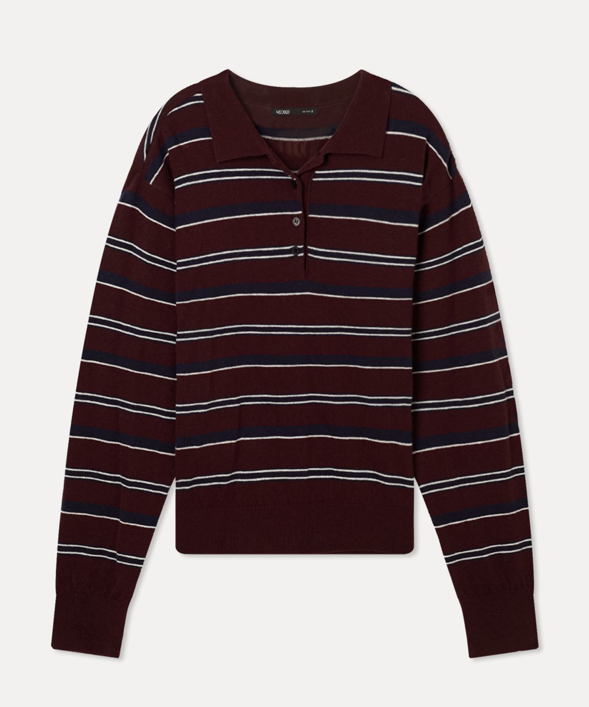 미쏘(MIXXO) 카라넥 스트라이프 니트_MIWKAG912T