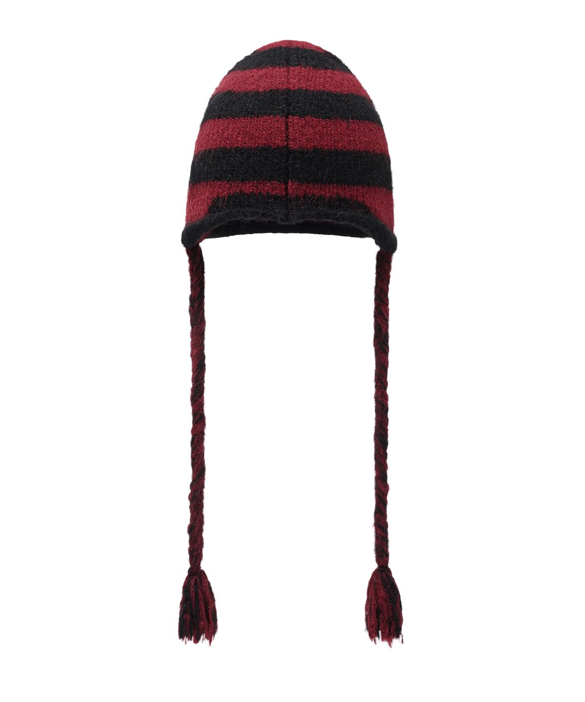더바이닐하우스(THEVINYLHOUSE) EAR FLAP STRIPE BEANIE RED