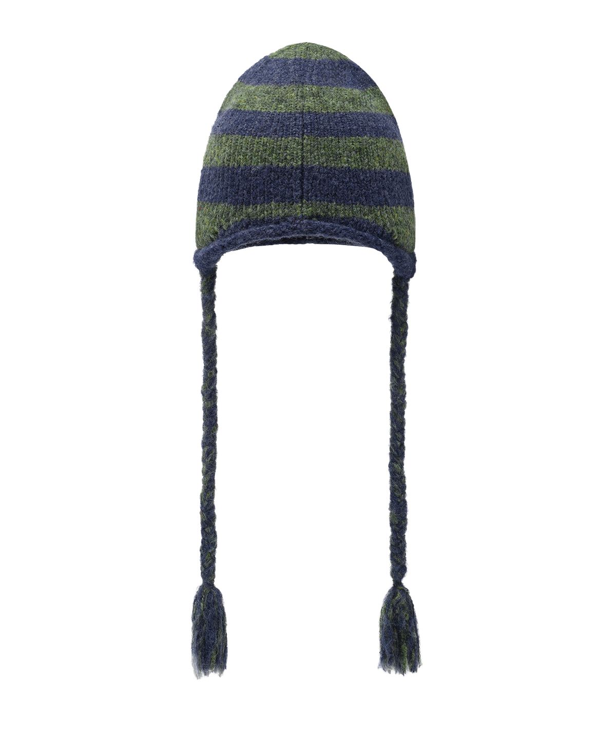 더바이닐하우스(THEVINYLHOUSE) EAR FLAP STRIPE BEANIE GREEN