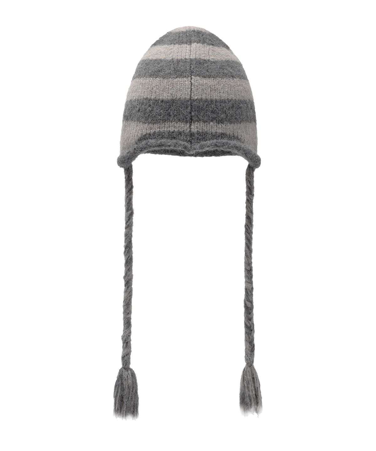 더바이닐하우스(THEVINYLHOUSE) EAR FLAP STRIPE BEANIE GREY