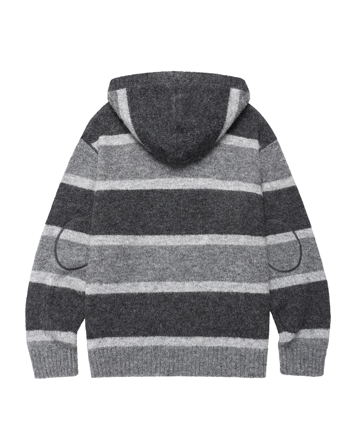 더바이닐하우스(THEVINYLHOUSE) STRIPE KNIT HOODIE ZIP-UP CHARCOAL
