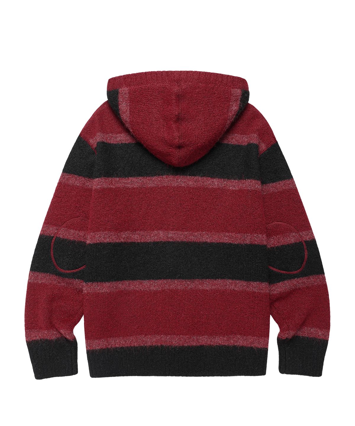 더바이닐하우스(THEVINYLHOUSE) STRIPE KNIT HOODIE ZIP-UP RED
