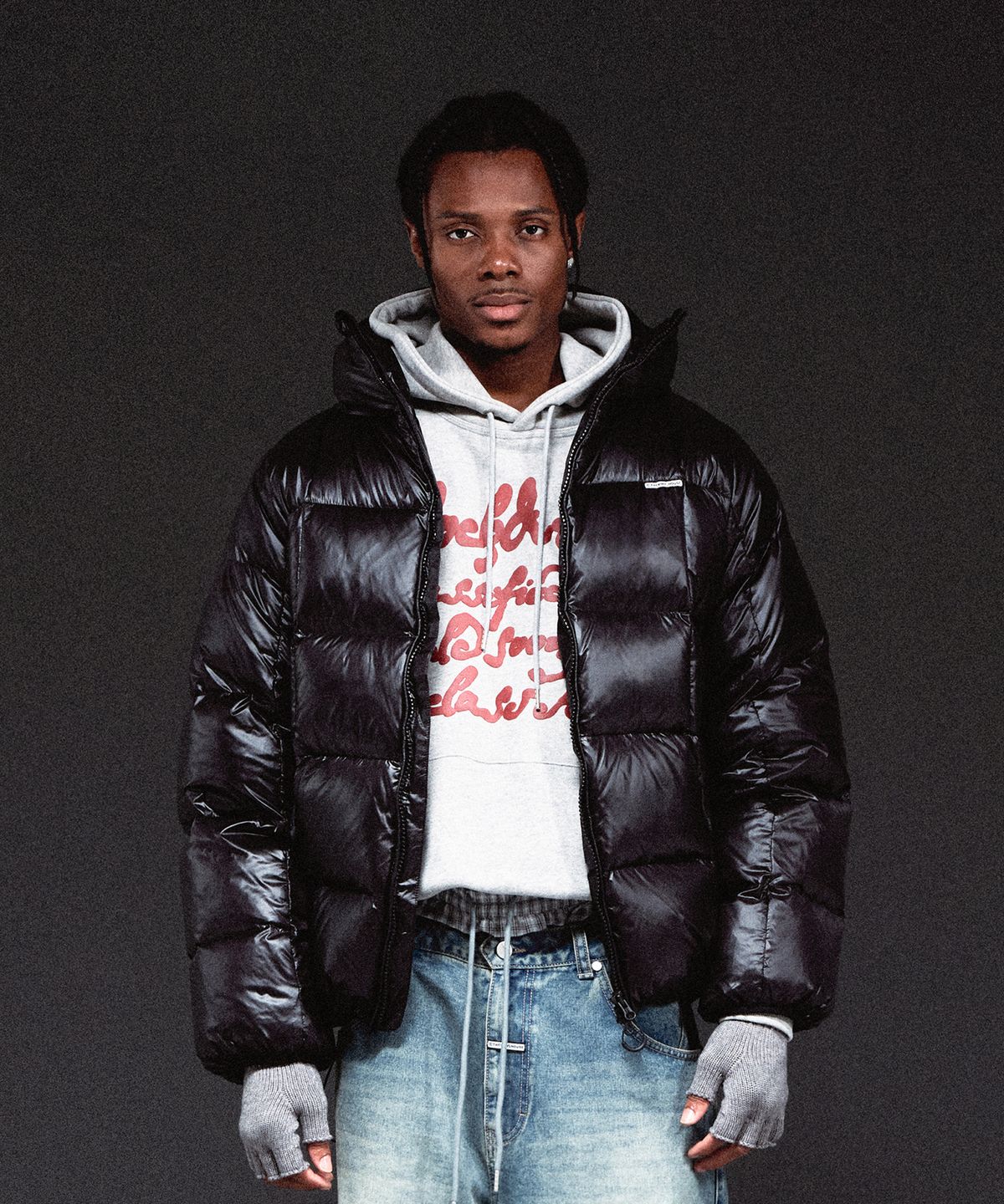 더바이닐하우스(THEVINYLHOUSE) HOODED DUCK DOWN JACKET BLACK