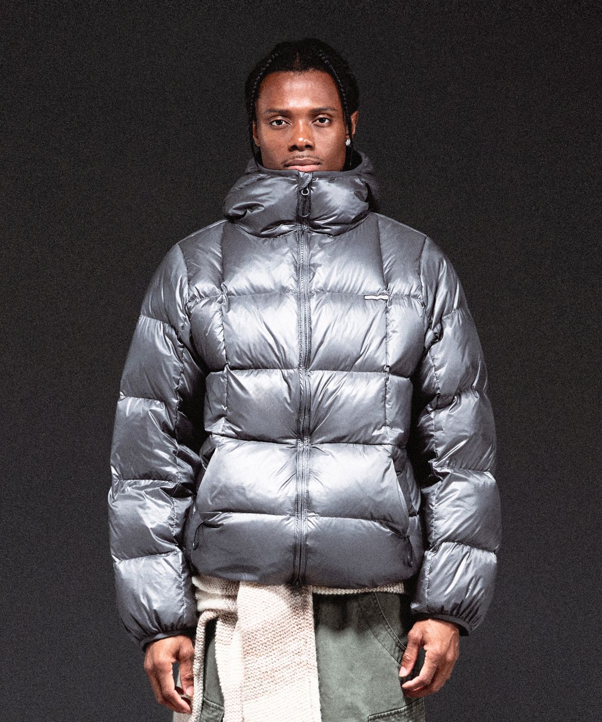 더바이닐하우스(THEVINYLHOUSE) HOODED DUCK DOWN JACKET CHARCOAL