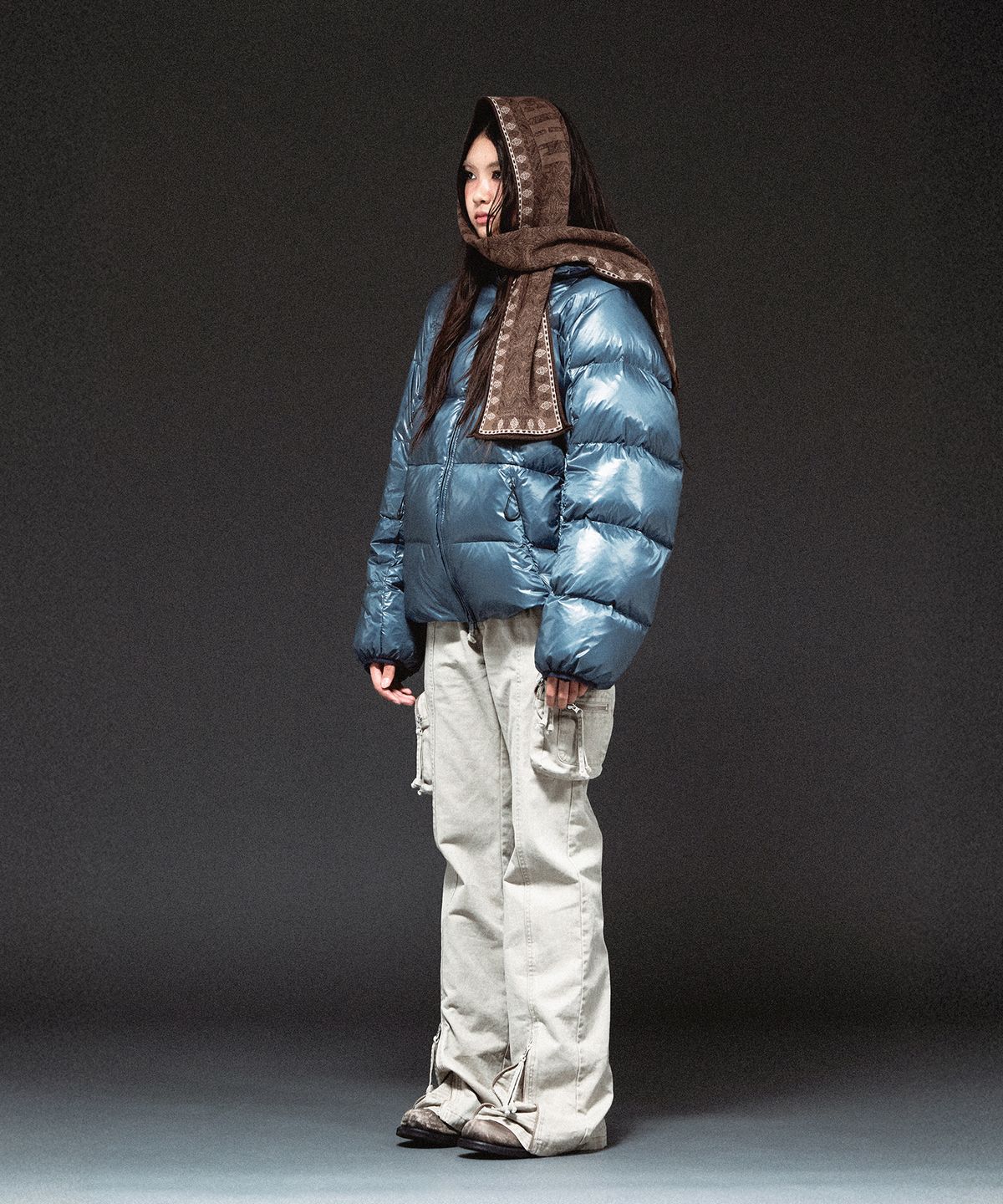더바이닐하우스(THEVINYLHOUSE) HOODED DUCK DOWN JACKET BLUE
