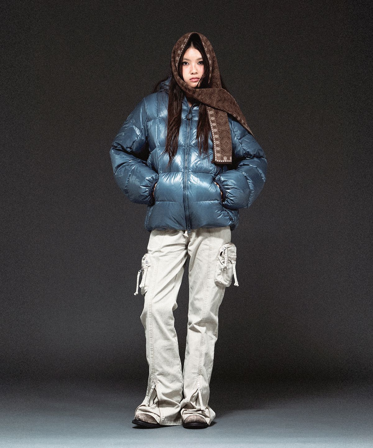 더바이닐하우스(THEVINYLHOUSE) HOODED DUCK DOWN JACKET BLUE