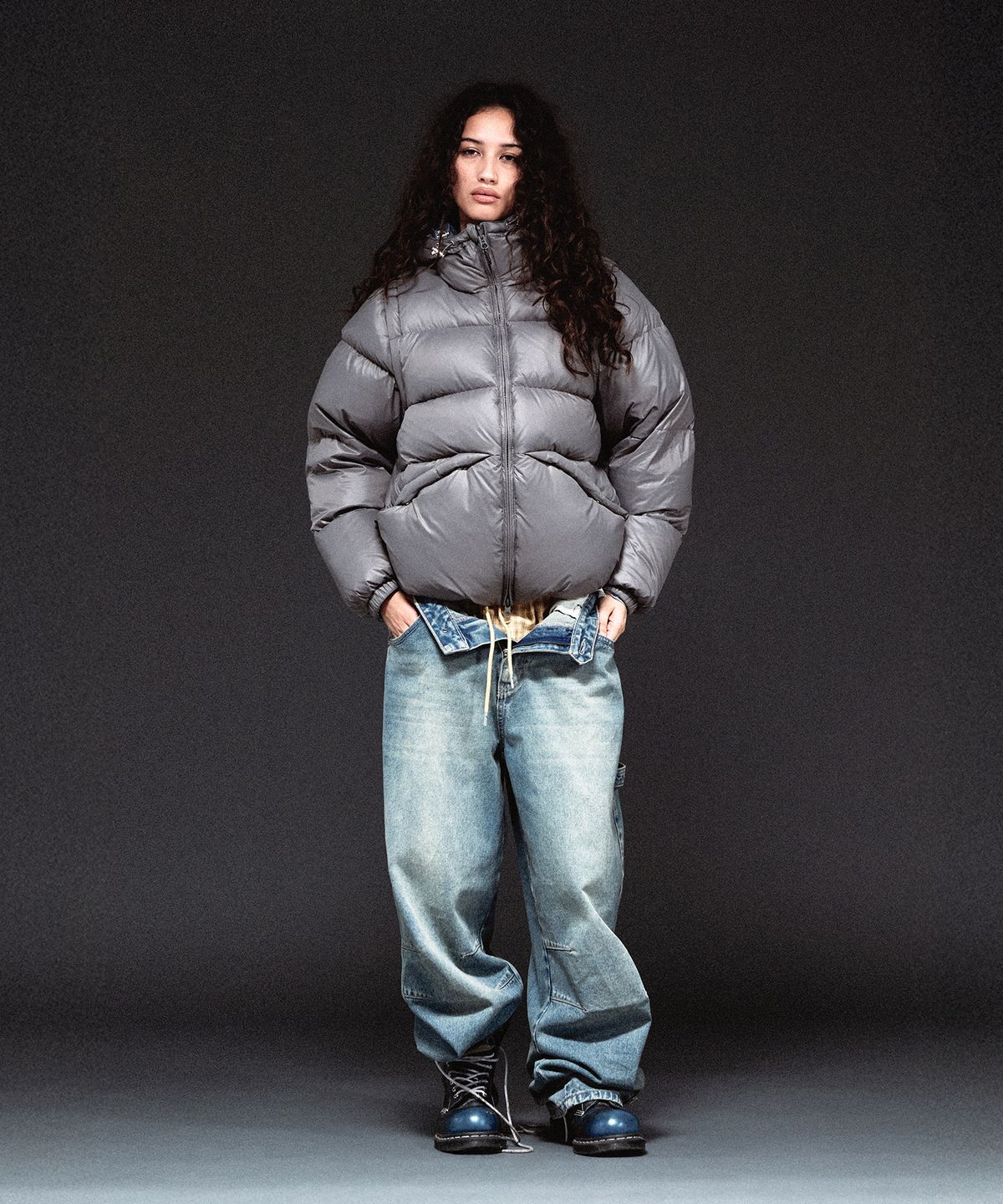 더바이닐하우스(THEVINYLHOUSE) REVERSIBLE PADDED JACKET GREY