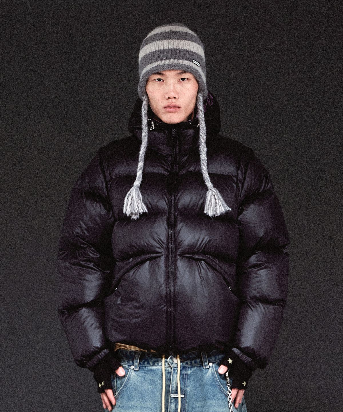 더바이닐하우스(THEVINYLHOUSE) REVERSIBLE PADDED JACKET BLACK