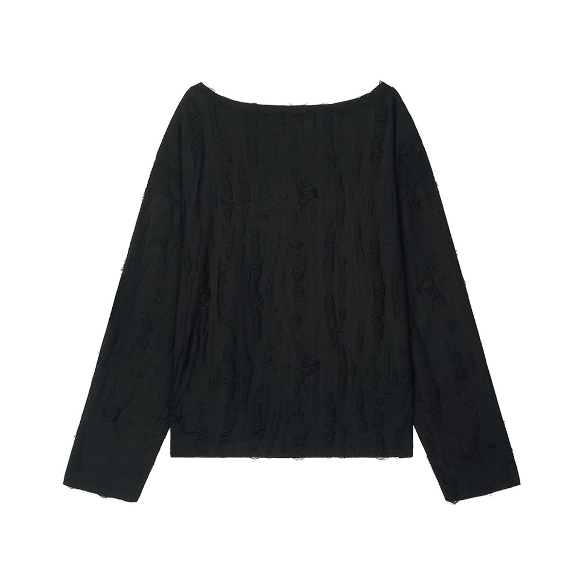 솜속(SOMSOC) DEVON DESTROYED TOP_BLACK