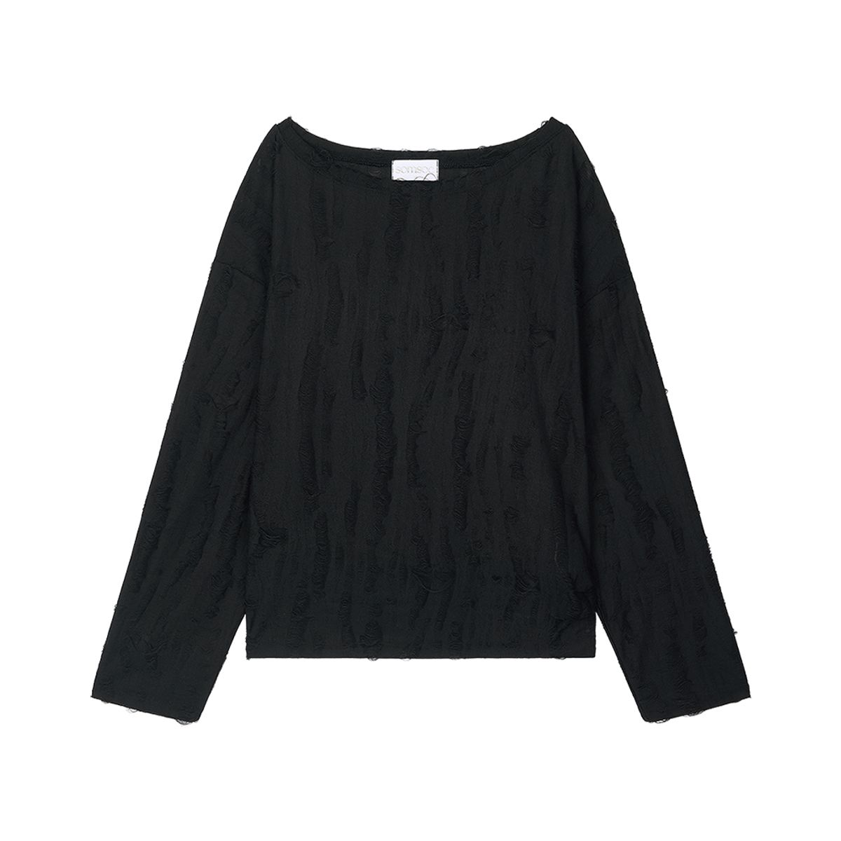 솜속(SOMSOC) DEVON DESTROYED TOP_BLACK