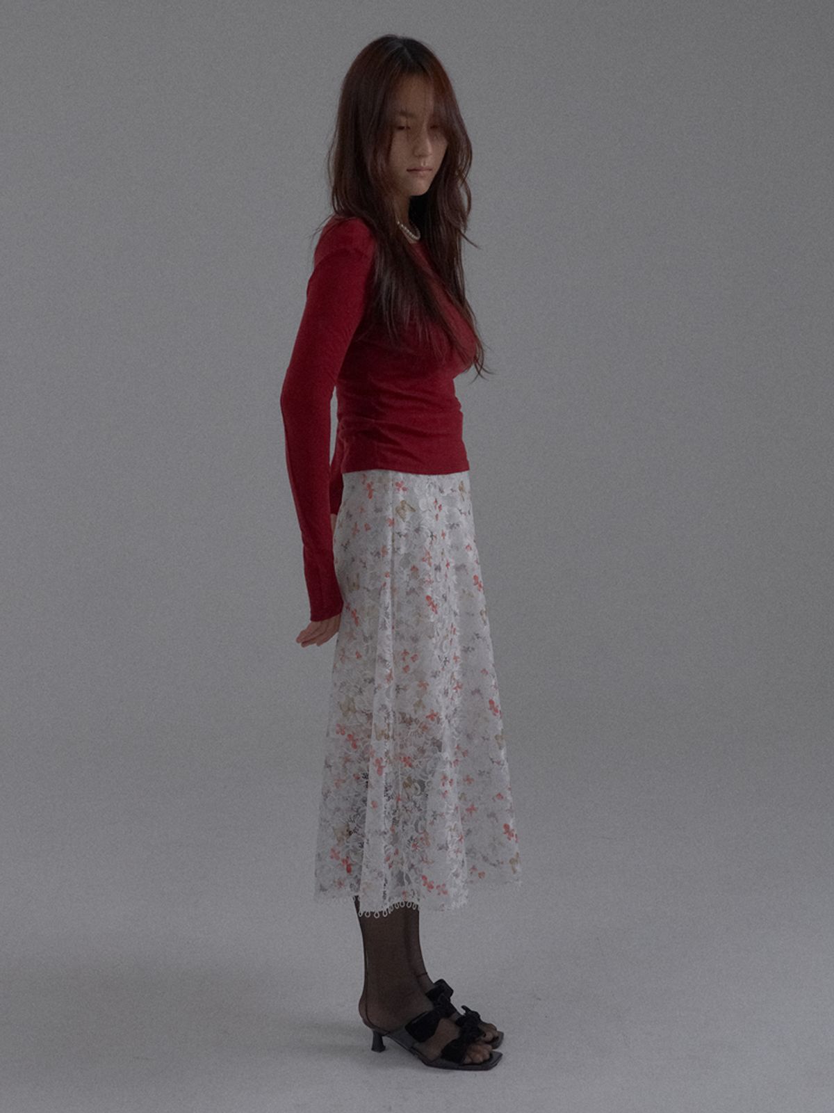 쏘리, 투 머치 러브(SORRY, TOO MUCH LOVE) Slim Wool Lyocell Tee_Red