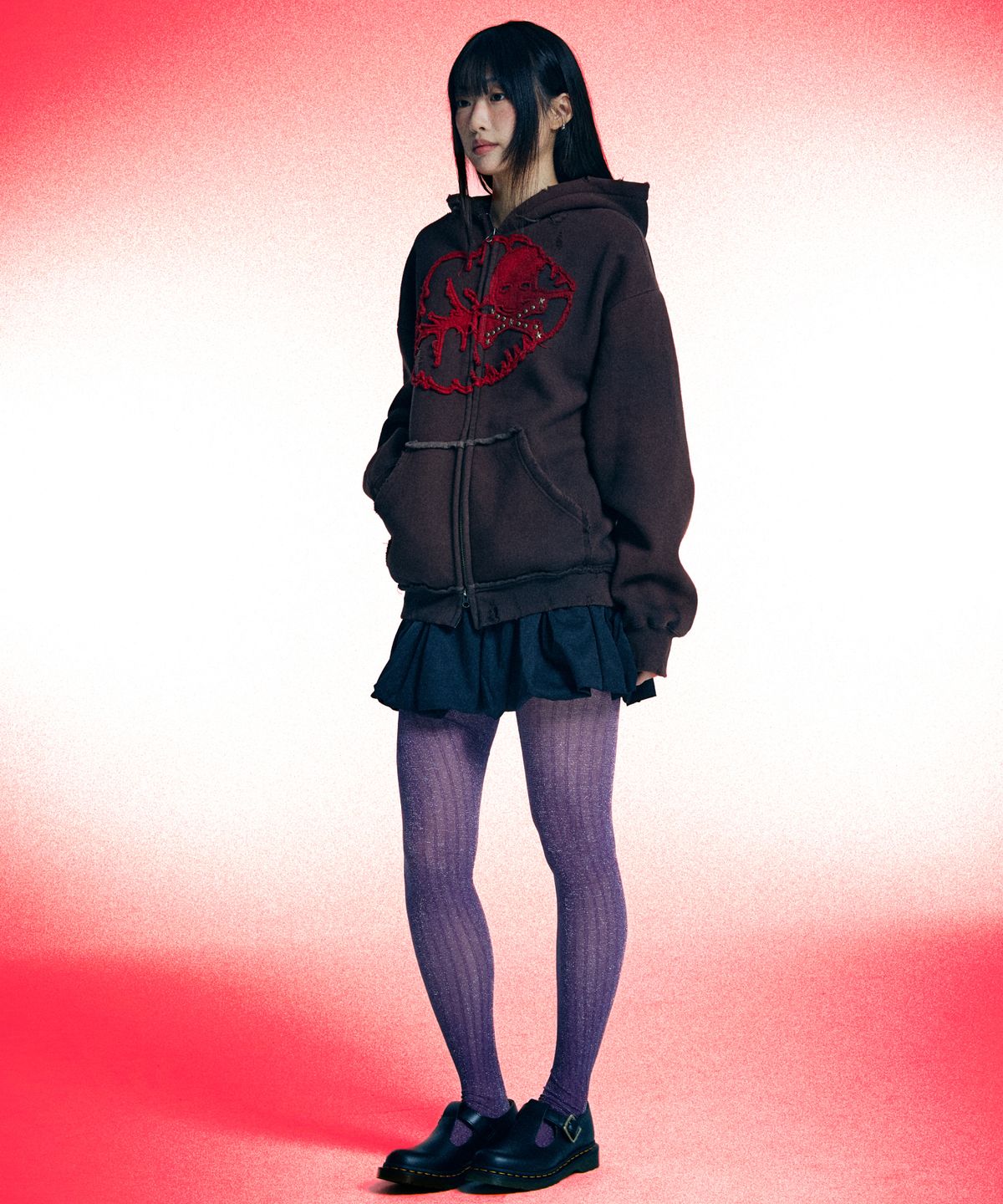 유얼쎄시(YOUR SASSY) Antique Skull Hoodie Zip Up (BROWN)