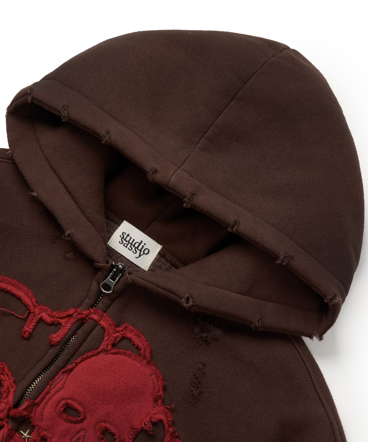 유얼쎄시(YOUR SASSY) Antique Skull Hoodie Zip Up (BROWN)