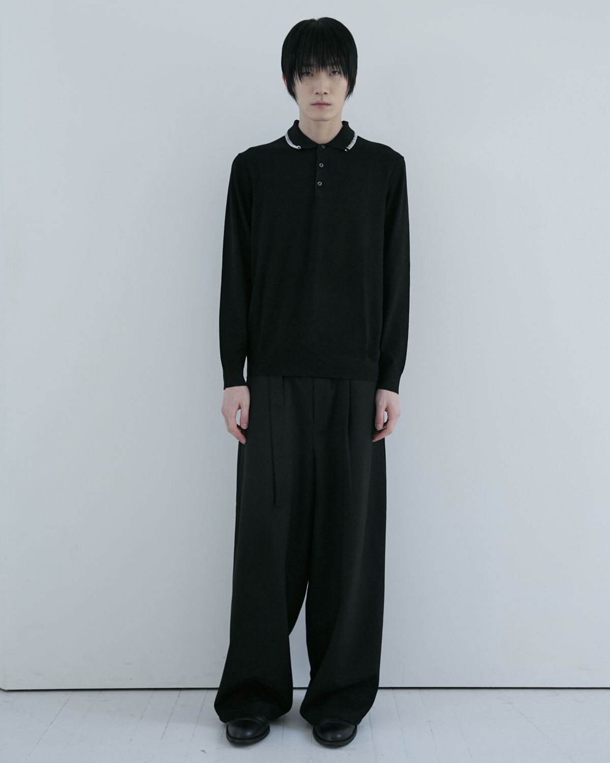 키류(KIRYU) HAND STITCH POLO KNIT (BLACK)