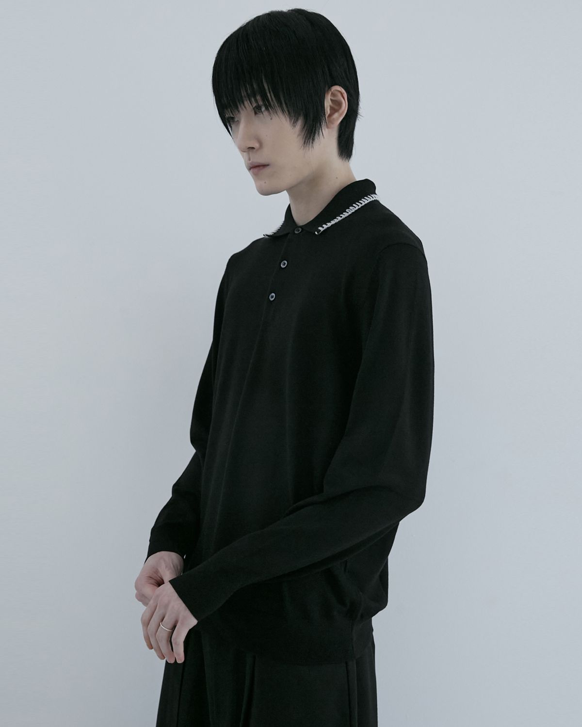 키류(KIRYU) HAND STITCH POLO KNIT (BLACK)