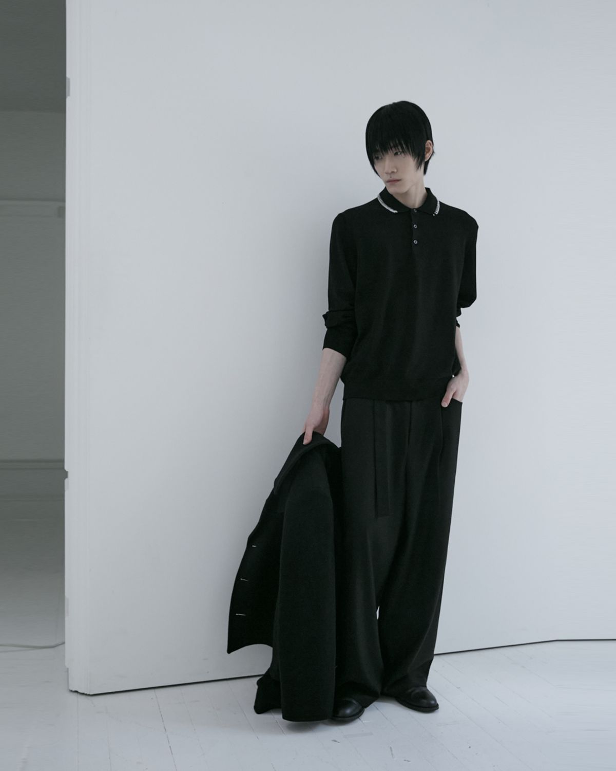 키류(KIRYU) HAND STITCH POLO KNIT (BLACK)