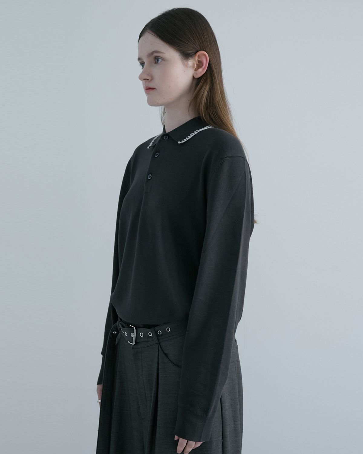 키류(KIRYU) HAND STITCH POLO KNIT (GRAY)
