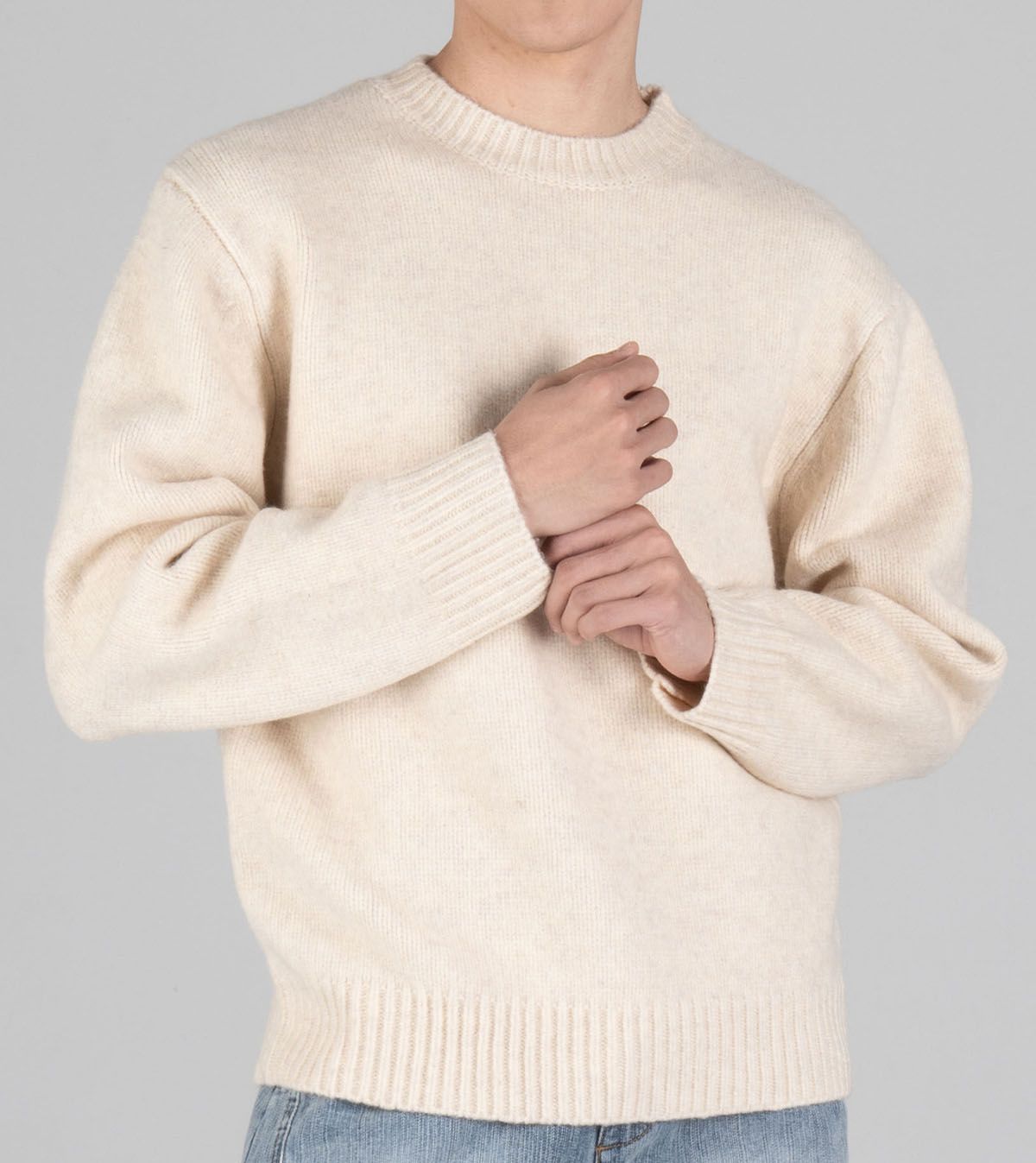 버튼서울(BUTTON SEOUL) 울블렌드 라운드 헤비 니트 (아이보리)